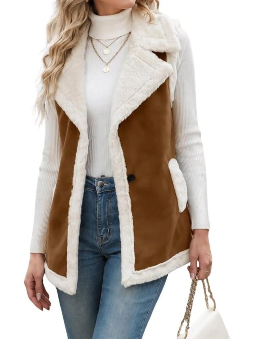 Cozy Women's Sleeveless Faux Fur Vest - Suede Fall & Winter Jacket